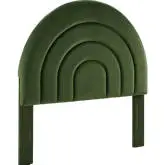 Solana Twin Arched Headboard in Moss Green Performance Velvet