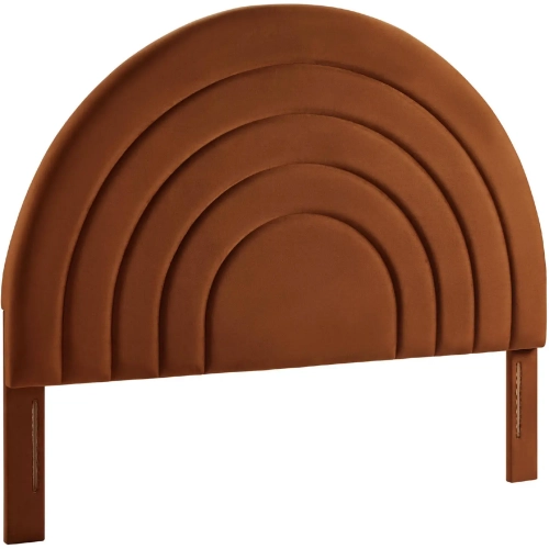 Solana King Arched Headboard in Rust Brown Performance Velvet
