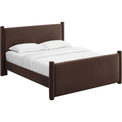 Rael Full Platform Bed in Chocolate Brown Performance Velvet