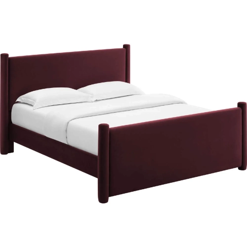 Rael King Platform Bed in Mulberry Purple Performance Velvet
