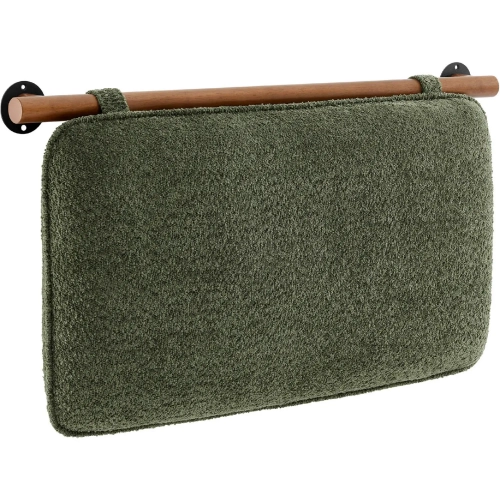 Anela Wall Mounted Twin Headboard in Sage Chenille Fabric & Walnut