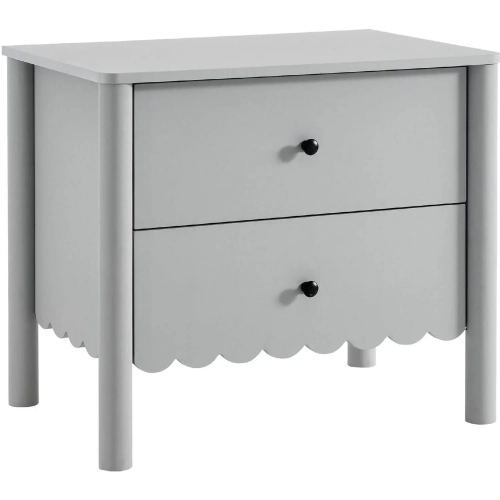Emmeline Scalloped 2 Drawer Nightstand in Light Gray