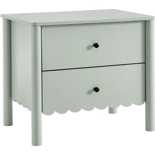Emmeline Scalloped 2 Drawer Nightstand in Sage Green