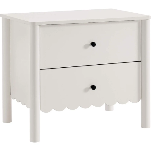 Emmeline Scalloped 2 Drawer Nightstand in White