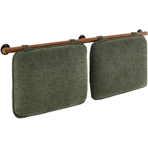 Anela Wall Mounted Full Headboard in Sage Chenille Fabric & Walnut