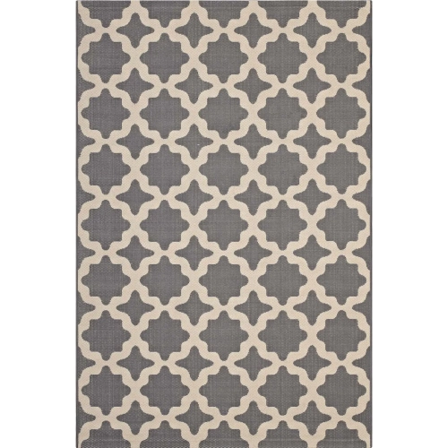 Cerelia Moroccan Trellis 9 x 12 Indoor Outdoor Area Rug in Gray & Beige