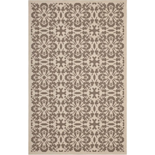 Ariana Vintage Floral Trellis 9 x 12 Indoor Outdoor Area Rug in Light & Dark Beige