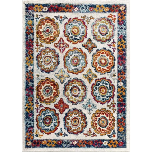 Entourage Odile Transitional Distressed Vintage Floral Moroccan Trellis 5 x 8 Area Rug