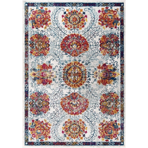 Entourage Kensie Distressed Vintage Floral Moroccan Trellis 5 x 8 Area Rug