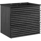 Render 24" Wall Mount Bathroom Vanity in Charcoal Gray & Black Ceramic