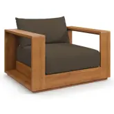 Tahoe Outdoor Accent Chair in Acacia Wood & Cocoa Brown Fabric