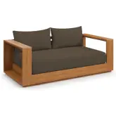 Tahoe Outdoor Loveseat in Acacia Wood & Cocoa Brown Fabric