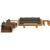 Tahoe 5 Piece Outdoor Sofa Set in Acacia Wood & Brown Fabric