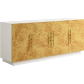 Abel 69" TV Stand Sideboard Buffet in White & Bleached Burl