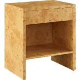 Hudson 1 Drawer Nightstand with Shelf in Burl Wood Laminate