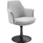 Lippa Swivel Dining Chair in Light Gray Fabric & Black Metal