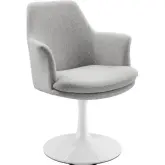 Lippa Swivel Dining Chair in Light Gray Fabric & White Metal