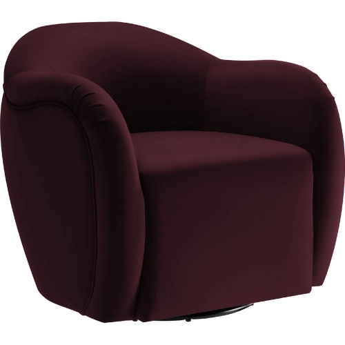 Compose Swivel Accent Arm Chair in Mulberry Red Performance Velvet