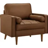 Valour Accent Arm Chair in Tufted Brown Vegan Leather