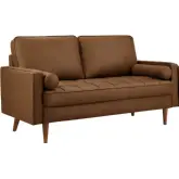 Valour Loveseat in Tufted Brown Vegan Leather