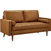 Valour Loveseat in Tufted Tan Brown Vegan Leather
