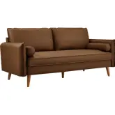 One Revive Sofa in Brown Vegan Leather & Wood