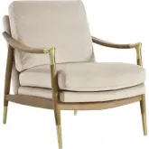 Langford Accent Arm Chair in Almond Brown Performance Velvet & Walnut Finish