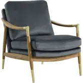 Langford Accent Arm Chair in Cadet Blue Performance Velvet & Walnut Finish
