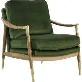 Langford Accent Arm Chair in Moss Green Performance Velvet & Walnut Finish