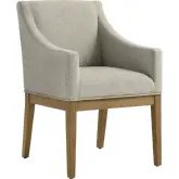 Alton Dining Arm Chair in Linen Natural Fabric & Wood