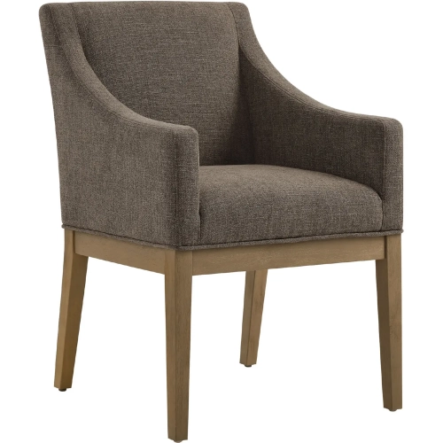 Alton Dining Arm Chair in Mocha Brown Natural Fabric & Wood
