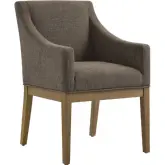 Alton Dining Arm Chair in Mocha Brown Natural Fabric & Wood