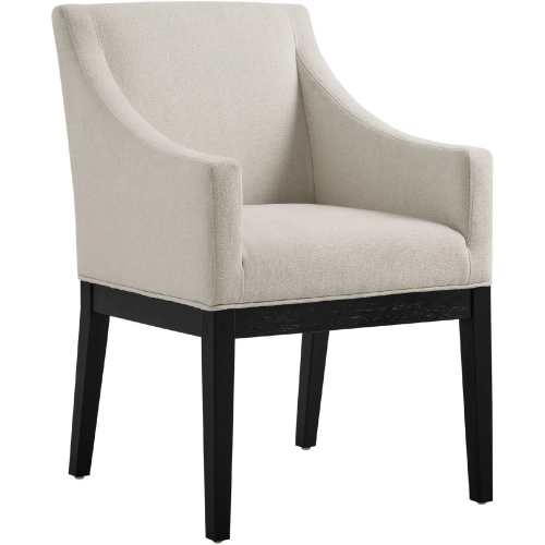 Alton Dining Arm Chair in Salt Black Fabric & Wood