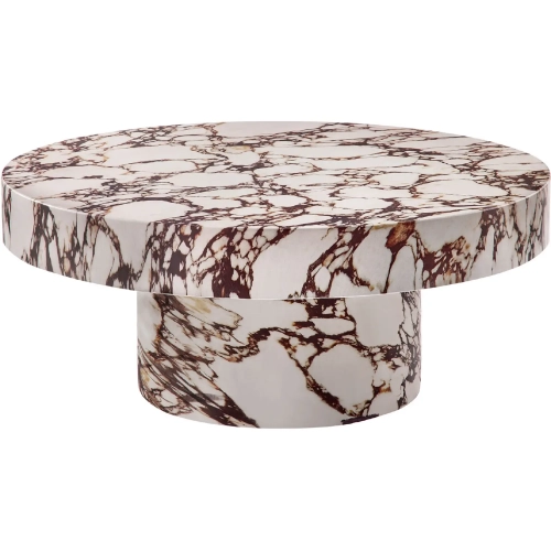Alora Indoor Outdoor Round Coffee Table in Red Marble Concrete