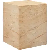 Jordana Square Plinth Indoor Outdoor Side Table in Travertine Finish Concrete