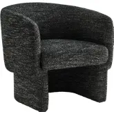Muse Barrel Accent Chair in Charcoal Black Boucle Fabric