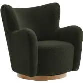 Montrose Wingback Swivel Accent Chair in Fern Green Sherpa & Walnut Finish