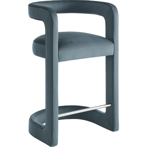 Winslow Counter Stool in Cadet Blue Performance Velvet & Stainless Steel