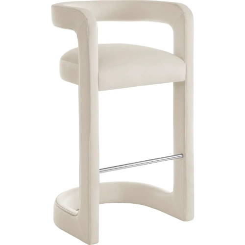 Winslow Bar Stool in Alabaster White Performance Velvet & Stainless Steel