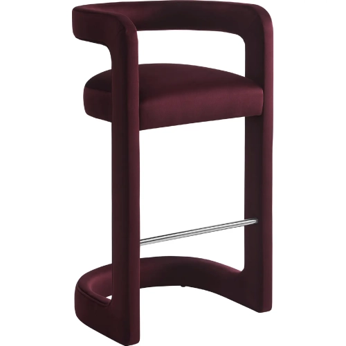 Winslow Bar Stool in Mulberry Red Performance Velvet & Stainless Steel