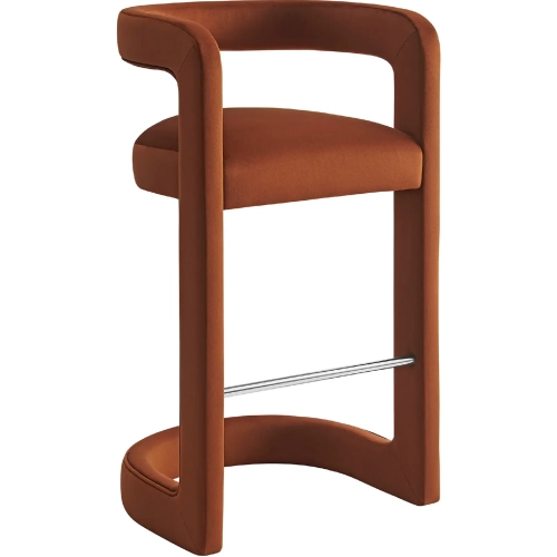 Winslow Bar Stool in Rust Brown Performance Velvet & Stainless Steel
