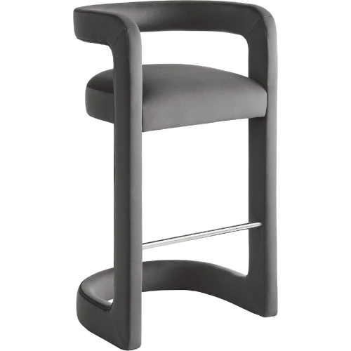 Winslow Bar Stool in Storm Gray Performance Velvet & Stainless Steel