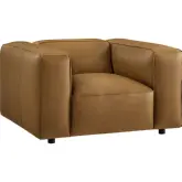 Auren Arm Chair in Camel Brown Vegan Leather