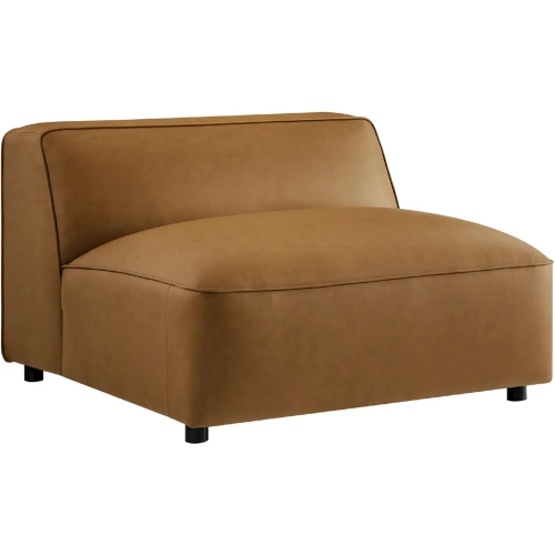 Auren Modular Sectional Sofa Armless Chair in Camel Brown Vegan Leather