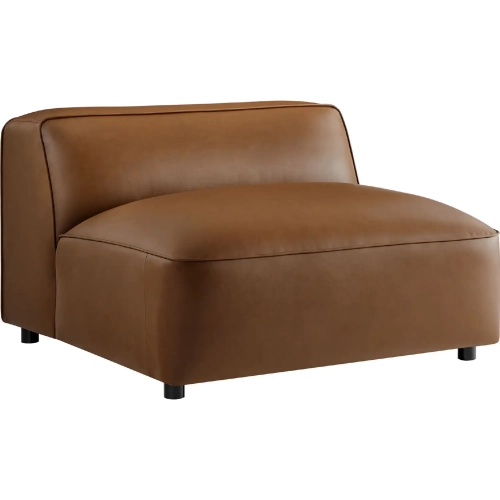Auren Modular Sectional Sofa Armless Chair in Coffee Brown Vegan Leather
