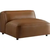 Auren Modular Sectional Sofa Armless Chair in Coffee Brown Vegan Leather