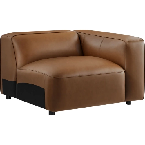 Auren Modular Sectional Unit Right Armchair in Coffee Brown Vegan Leather