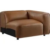 Auren Modular Sectional Unit Right Armchair in Coffee Brown Vegan Leather