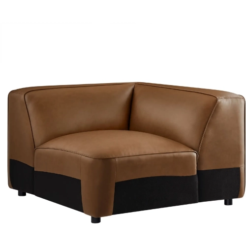 Auren Modular Sectional Unit Corner Chair in Coffee Brown Vegan Leather
