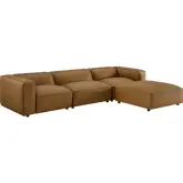 Auren 4 Piece Modular Sectional Sofa in Camel Brown Vegan Leather